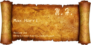 Max Harri névjegykártya
